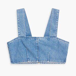 TRIARCHY Josephine Cropped Denim Top in Light Blue Denim Size 8/Large Brand New